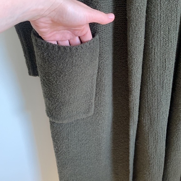 ALC Duster Open Cardigan Dark Green Wool Silk - Picture 5 of 8